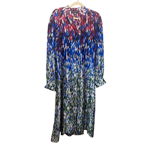 Talbot Runhof Long Sleeve Silk Maxi Shirt Dress Sz. 12 - Picture 1 of 9